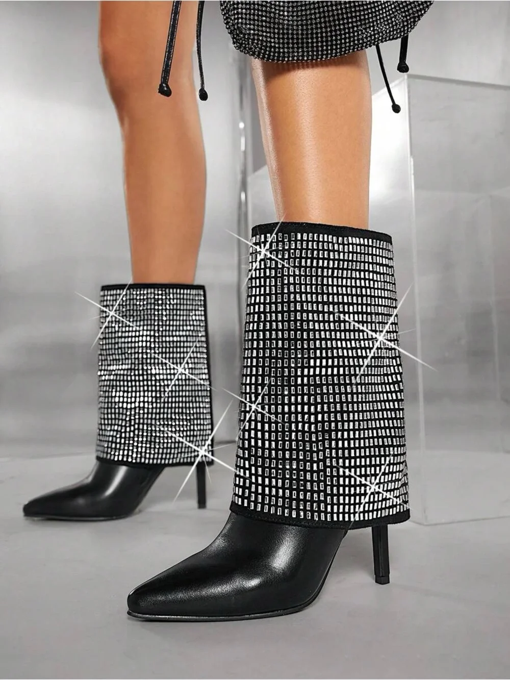 🆕{Steve Madden} Blitzee Rhinestone Foldover Boots